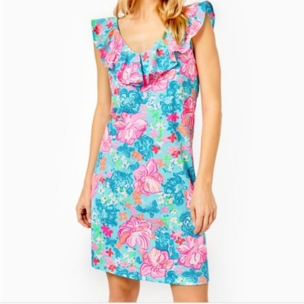 Lilly Pulitzer Alessa Swing Dress SZ S Surf Blue Luscious Lions